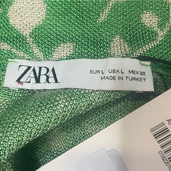 NWT Zara Green Floral Jacquard Dress Sz L - Picture 15 of 16